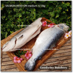 Salmon BONE-IN Atlantic Chile frozen LARGE SIZE whole fish head-on +/- 5 kg/pc length 27" 75cm (price/kg)